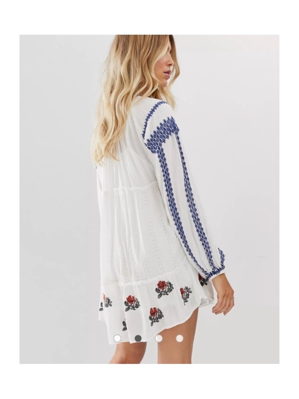 Free People Wild Horses Boho White Embroidered Mini Dress - Picture 9 of 16